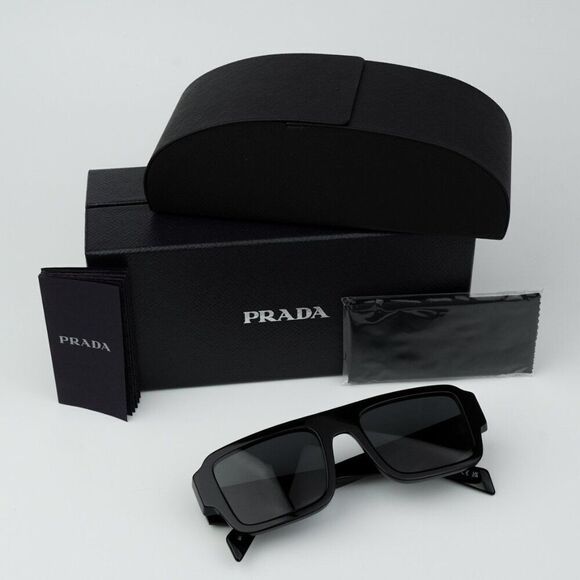NEW Prada PRA05S 16K08Z Black Dark Grey Square Unisex Sunglasses main image 6